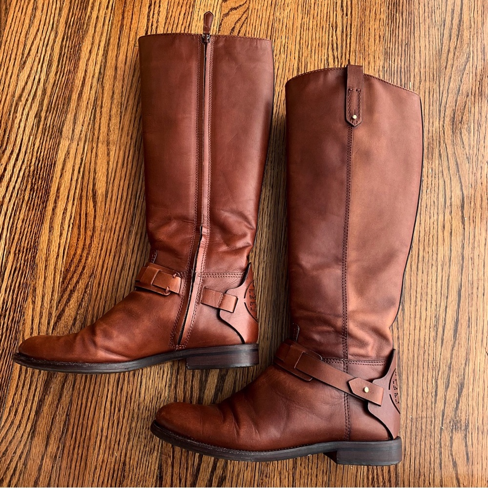 Tory Burch Leather Derby Riding Boots 👢